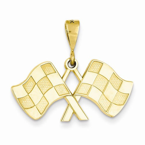 14k Gold Racing Flags Pendant, Pendants for Necklace