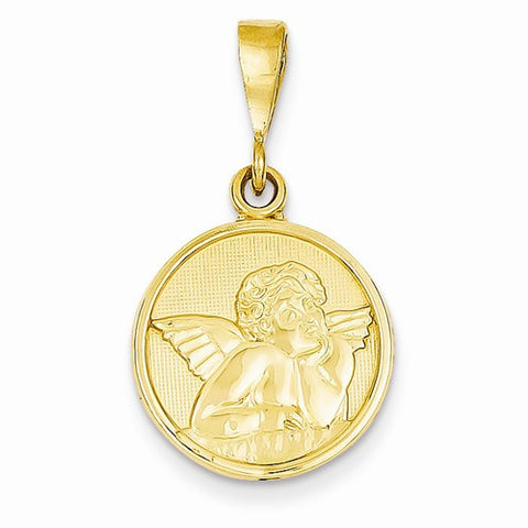 14k Gold Polished & Satin Raphael Angel Pendant, Pendants for Necklace
