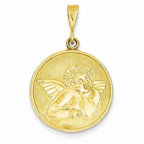 14k Gold Polished & Satin Angel pendant, Alluring Pendants for Necklace