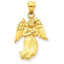 14k Gold Polished Angel Charm hide-image