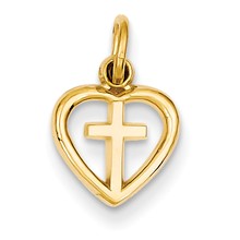 14k Gold Cross in Heart Charm hide-image