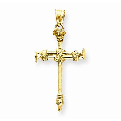 14k Gold Polished Nail Cross Pendant, Pendants for Necklace