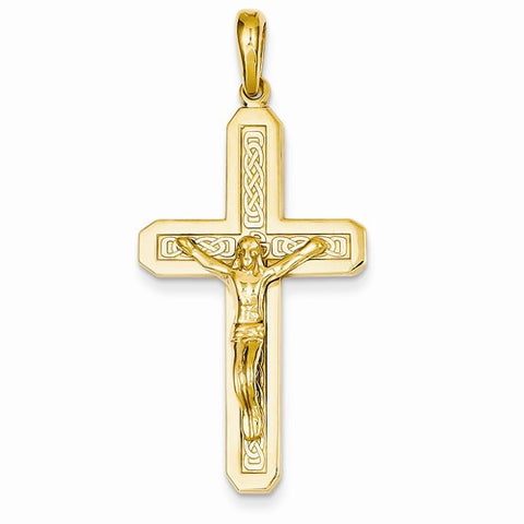 14k Gold Polished Crucifix Pendant, Fine Pendants for Necklace