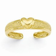 14k Yellow Gold Heart Toe Ring