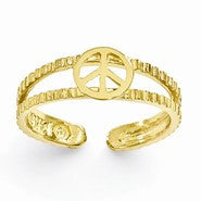 14k Yellow Gold Peace Sign Toe Ring