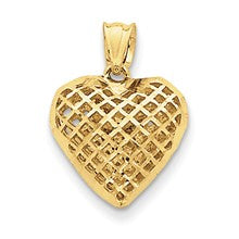 14k Gold Fancy Mesh Heart Charm hide-image