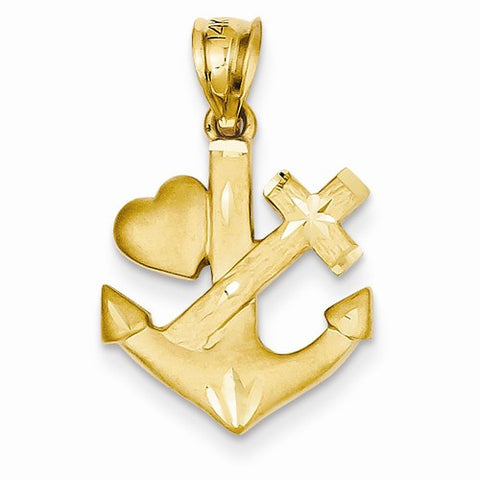 14k Gold Faith, Hope & Charity Pendant, Pendants for Necklace