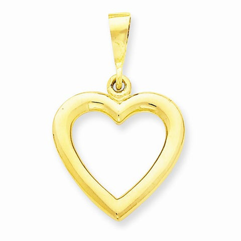 14k Gold Solid Polished Heart Pendant, Pendants for Necklace