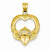 14k Gold Polished Open-Backed Claddagh Pendant, Pendants for Necklace