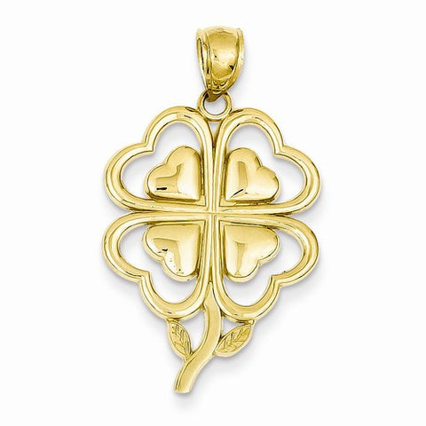 14k Gold Polished 4-Leaf Clover Pendant, Pendants for Necklace