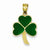 14k Gold Green Enameled Shamrock Pendant, Pendants for Necklace
