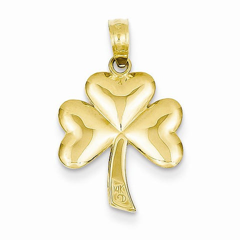 14k Gold Polished Solid 3-Dimensional Shamrock Pendant, Pendants for Necklace