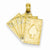 14k Gold Solid Satin Polished Royal Flush Pendant, Pendants for Necklace