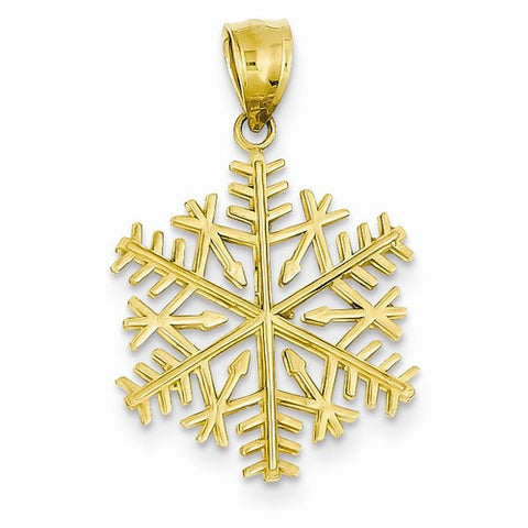 14k Gold Polished 3-D Snowflake Pendant, Pendants for Necklace