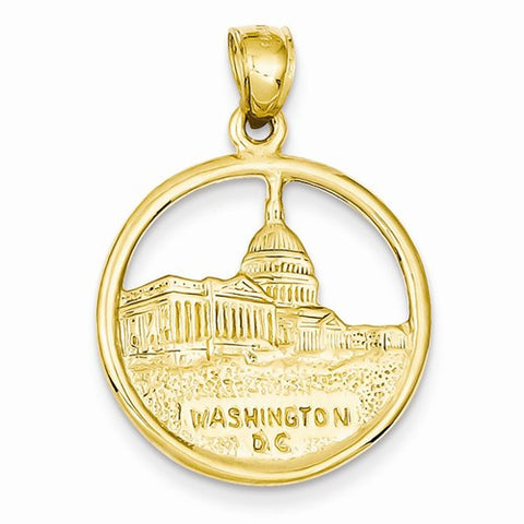 14k Gold Reversible Washington D.C. in Disc Pendant, Pendants for Necklace