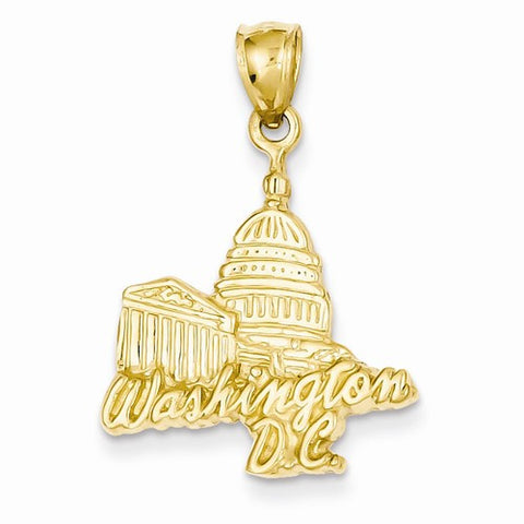 14k Gold Solid Polished Capitol Building Pendant, Pendants for Necklace