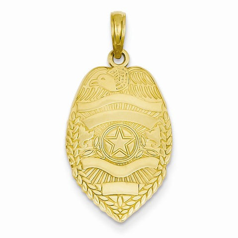14k Gold Polished Badge Pendant, Pendants for Necklace
