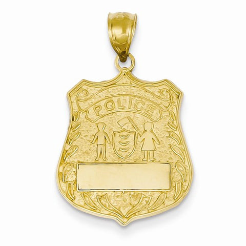 14k Gold Large Police Badge Pendant, Pendants for Necklace