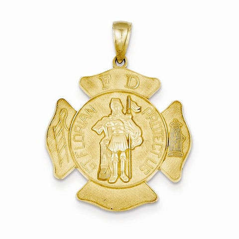 14k Gold Large St. Florian Badge Pendant, Pendants for Necklace