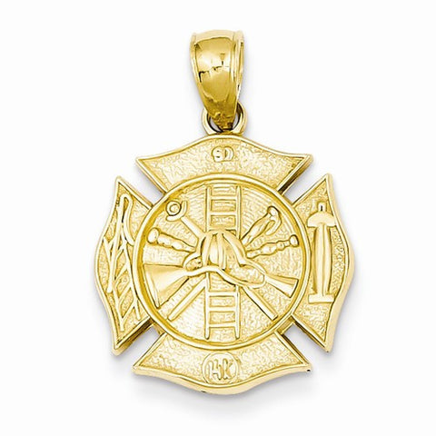14k Gold Reversible Fire Department Shield Pendant, Pendants for Necklace