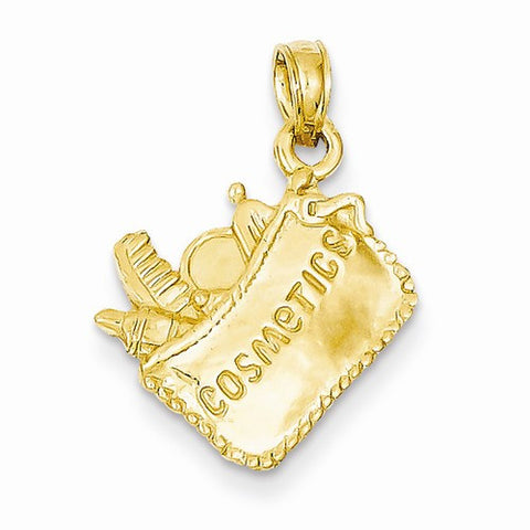 14k Gold Satin 3-Dimensional Cosmetic Pouch Pendant, Pendants for Necklace