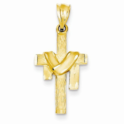 14k Gold Satin Draped Cross Pendant, Pendants for Necklace