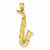 14k Gold Solid Polished 3-D Saxophone Pendant, Pendants for Necklace