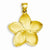 14k Gold Satin Diamond-cut Open-Backed Large Plumeria Pendant, Pendants for Necklace