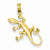 14k Gold Solid Polished Open-Backed Gecko Pendant, Pendants for Necklace