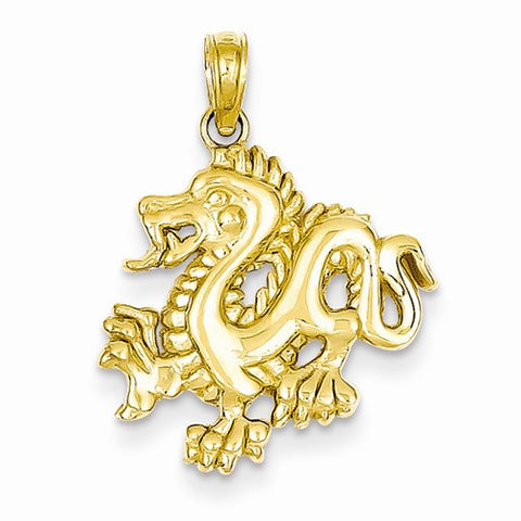 14k Gold Solid Polished Dragon pendant, Appealing Pendants for Necklace