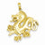 14k Gold Solid Polished Dragon pendant, Charm