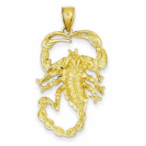 14k Gold Solid Polished Open-Backed Scorpion pendant, Dazzling Pendants for Necklace