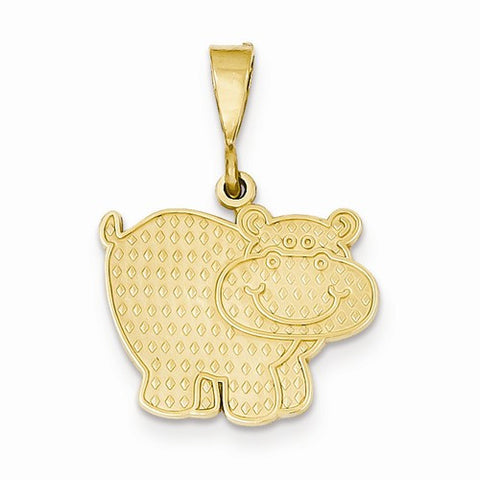 14k Gold Polished Hippo Pendant, Pendants for Necklace