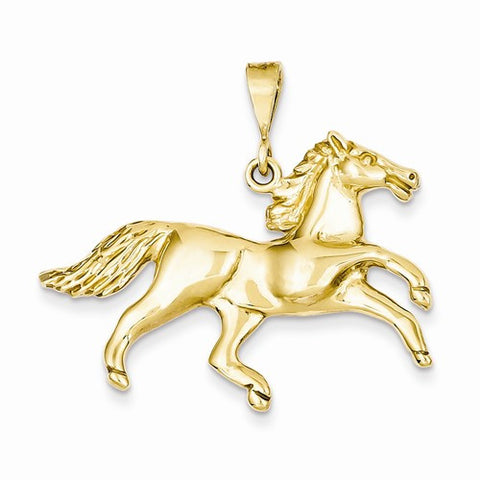 14k Gold Solid Polished Open-Backed Horse pendant, Beautiful Pendants for Necklace
