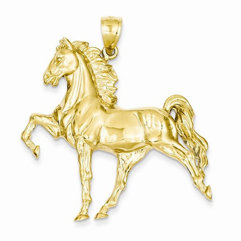 14k Gold Solid Polished Open-Backed Horse pendant, Fine Pendants for Necklace