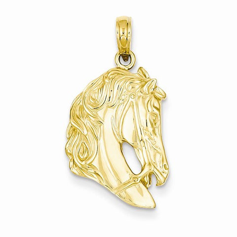 14k Gold Solid Polished Open-Backed Horse Head Pendant, Pendants for Necklace