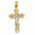 14k Gold Two-tone INRI Fleur De Lis Crucifix pendant, Exquisite Pendants for Necklace