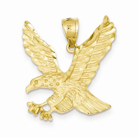 14k Gold Satin Diamond-cut Eagle pendant, Lovely Pendants for Necklace