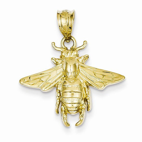 14k Gold Solid Open-Backed Bee Pendant, Pendants for Necklace
