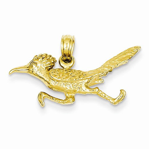 14k Gold 3-Dimensional Roadrunner Pendant, Pendants for Necklace
