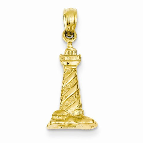 14k Gold 3-D Cape Hatteras Lighthouse Pendant, Pendants for Necklace