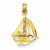 14k Gold Polished Open-Backed Sailboat Pendant, Pendants for Necklace