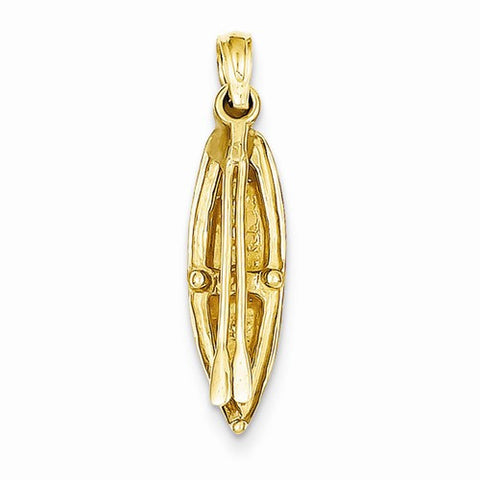 14k Gold Polished 3-Dimensional Rowboat Pendant, Pendants for Necklace