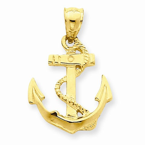 14k Gold Solid Polished Anchor pendant, Lovely Pendants for Necklace