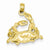 14k Gold Polished Open-Backed Blue Crab Pendant, Pendants for Necklace