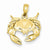14k Gold Polished Open-Backed Crab Pendant, Pendants for Necklace