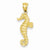 14k Gold Polished Open-Backed Seahorse Pendant, Pendants for Necklace