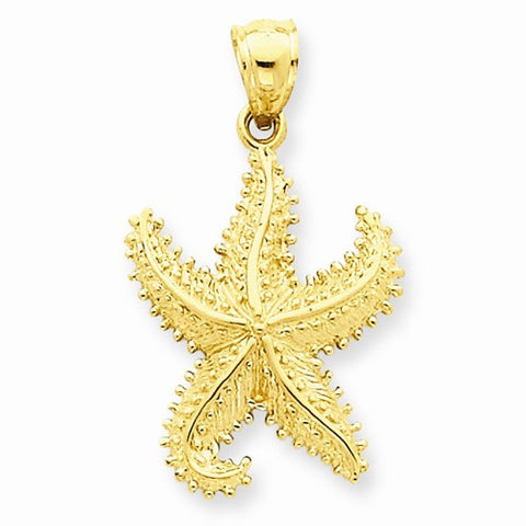 14k Gold Polished Open-Backed Starfish pendant, Exquisite Pendants for Necklace