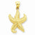 14k Gold Polished Open-Backed Starfish pendant, Exquisite Pendants for Necklace