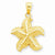 14k Gold Polished Open-Backed Starfish pendant, Pretty Pendants for Necklace